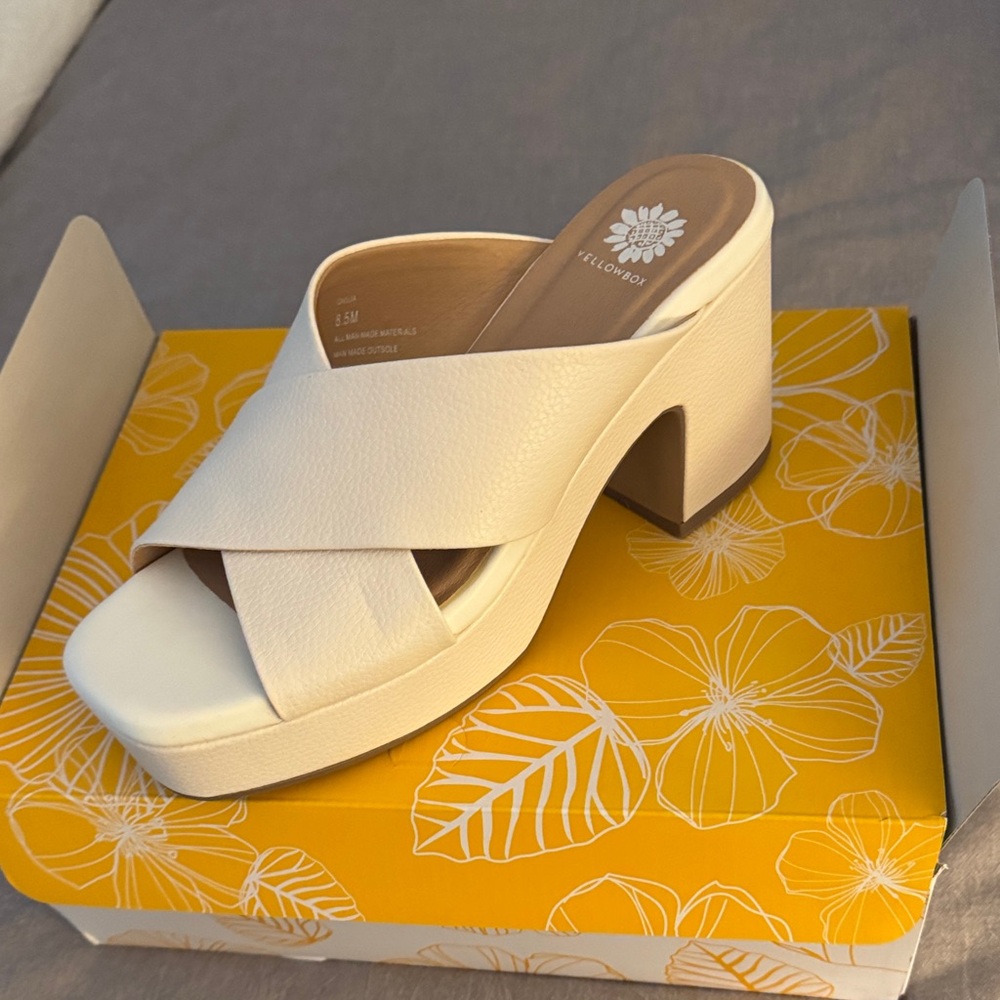 Yellow Box Cream Platform Slide Sandals